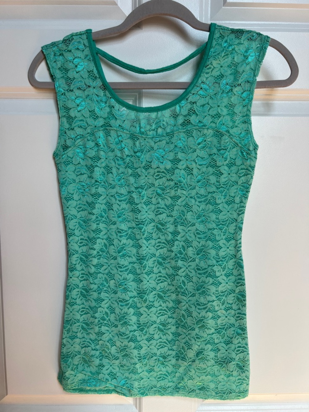 Turquoise Stretch Lace Shell Top